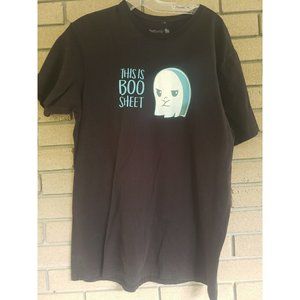 Funny "This is Boo Sheet" - Ghost - Comedy Black T-Shirt - Size: XL